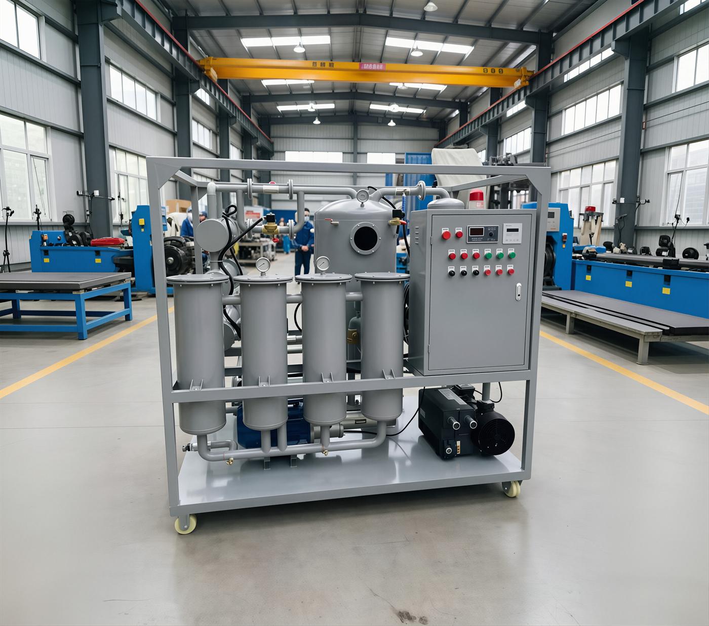 Assembly of filtration equipment and oil circuit fittings in the workshop
